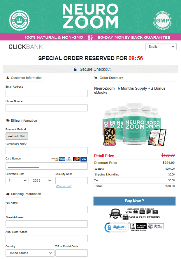 neurozoom-secure-checkout-page